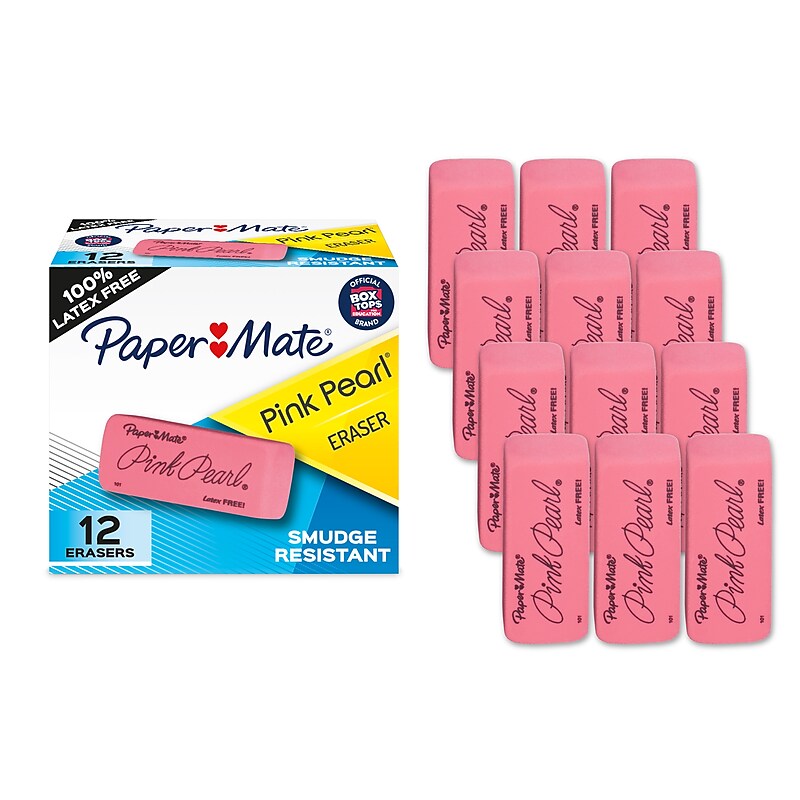 Paper Mate Pink Pearl Block Erasers, Pink, Dozen (70521) image 1