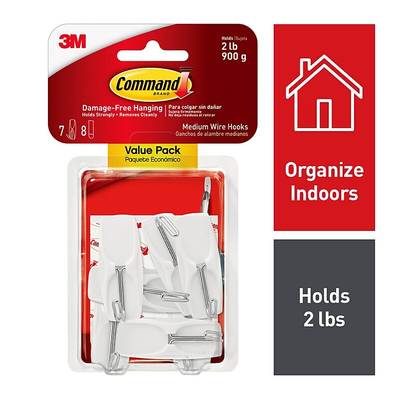 Command Damage Free Medium Hook, 2 lb, White, 7/pack (17065-VPES) image 1