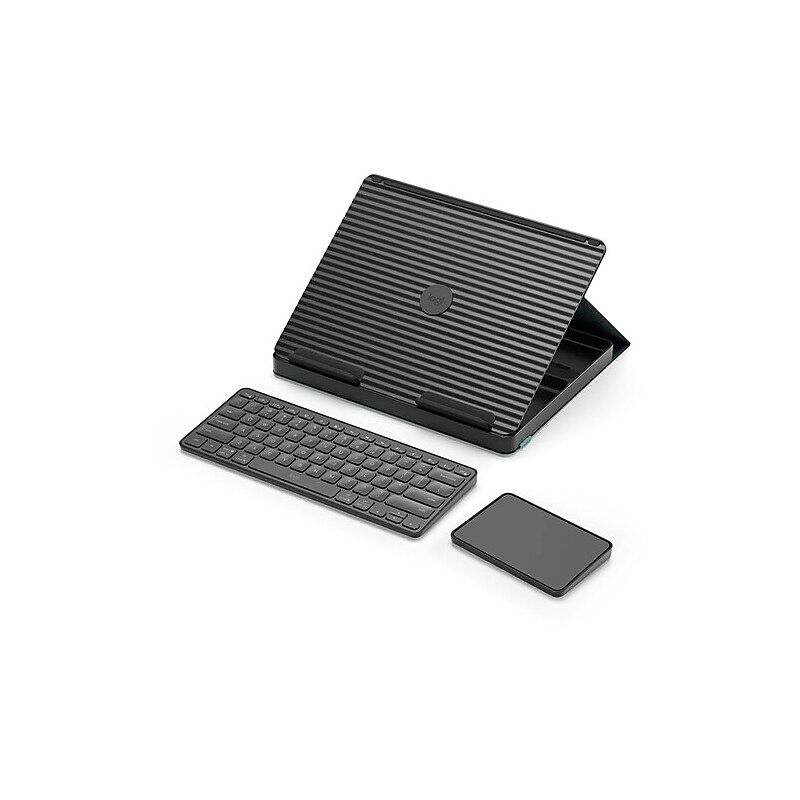 Logitech 4.41" x 11.02" Plastic Adjustable Casa Pop-Up Desk Work From Home Kit with Laptop Stand, Classic Chic (920-011236) image 1