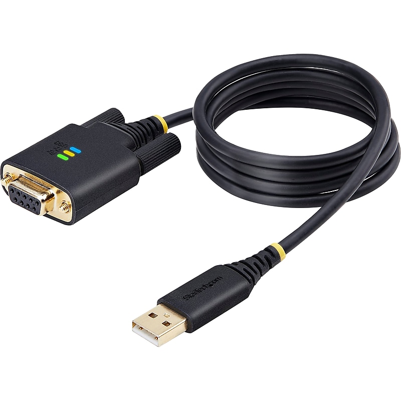 StarTech 3.3' USB-A to RS-232 Serial Adapter Cable, Male to Male, Black, 'DI Chip, COM Retention (1P3FFCNB-USB-SERIAL) image 1