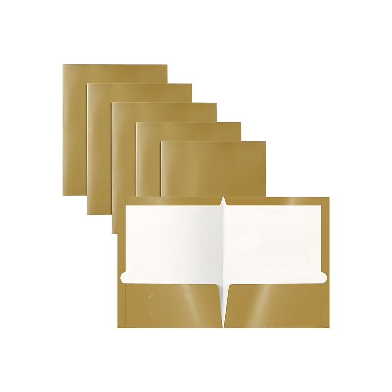 Better Office Glossy 2-Pocket Portfolio Folder, Metallic Gold, 25/Pack (80192-25PK) image 1
