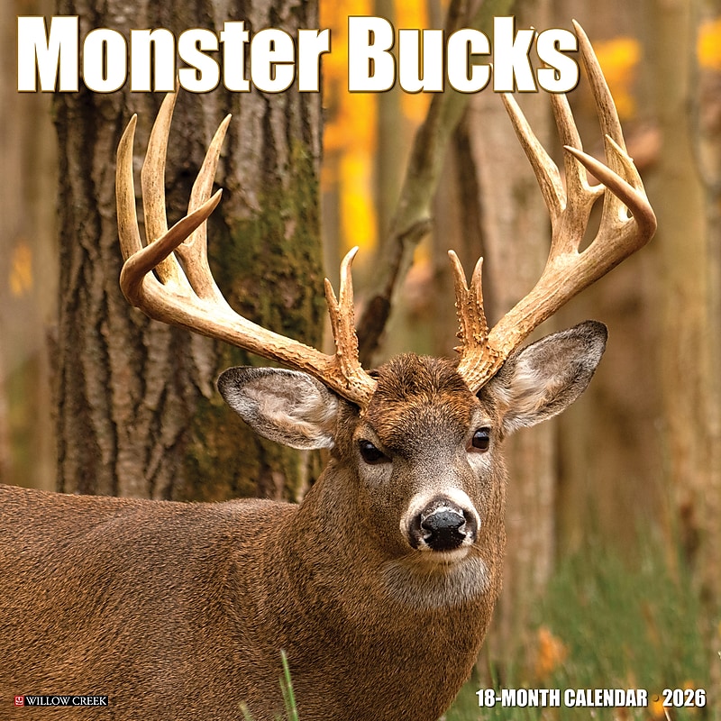 2026 Willow Creek Monster Bucks 12" x 12" Monthly Wall Calendar (51993) image 1