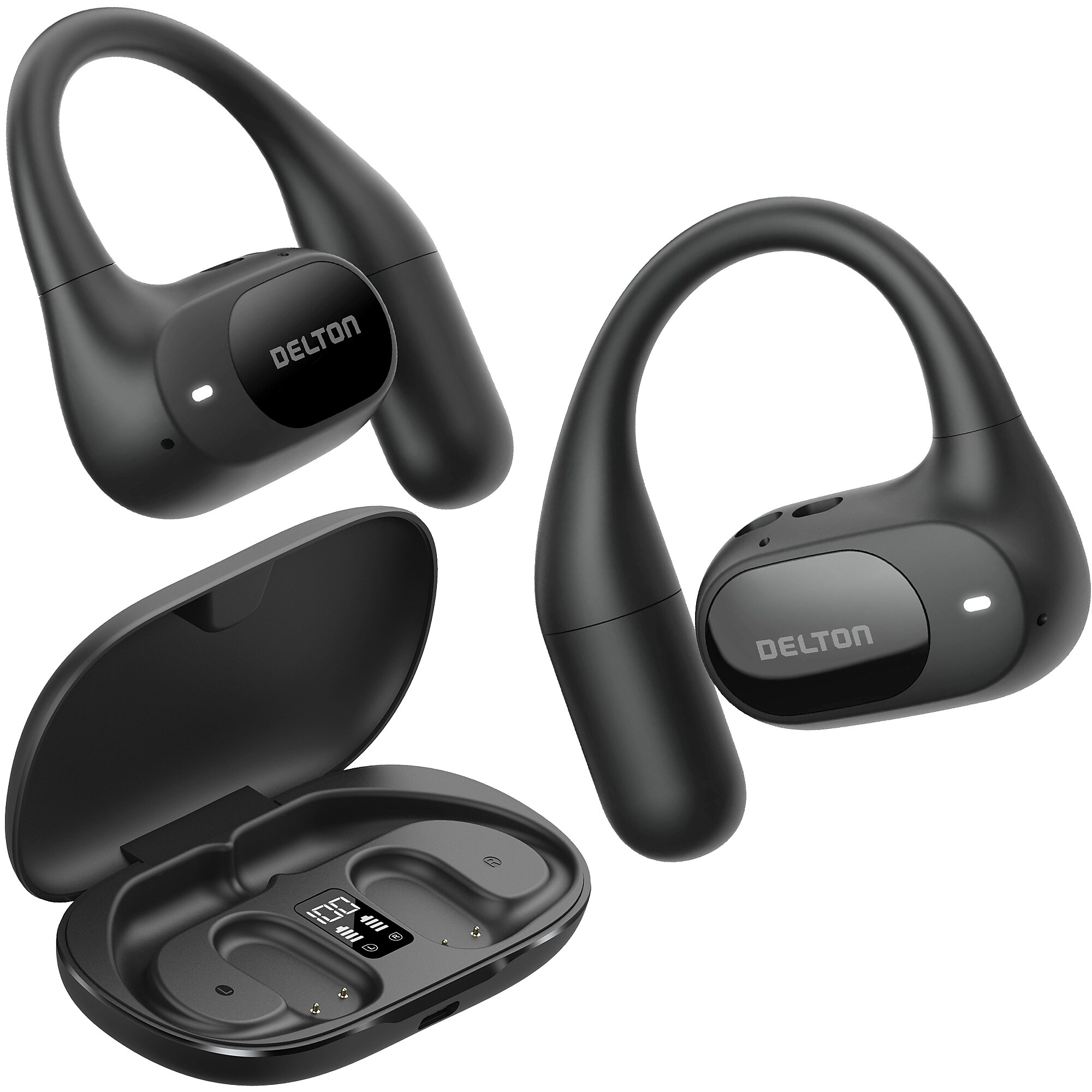 Delton O104 Open-Ear Wireless Earbuds with Charging Case, Black (DHBO104) Sansujyuku sansujyuku.com