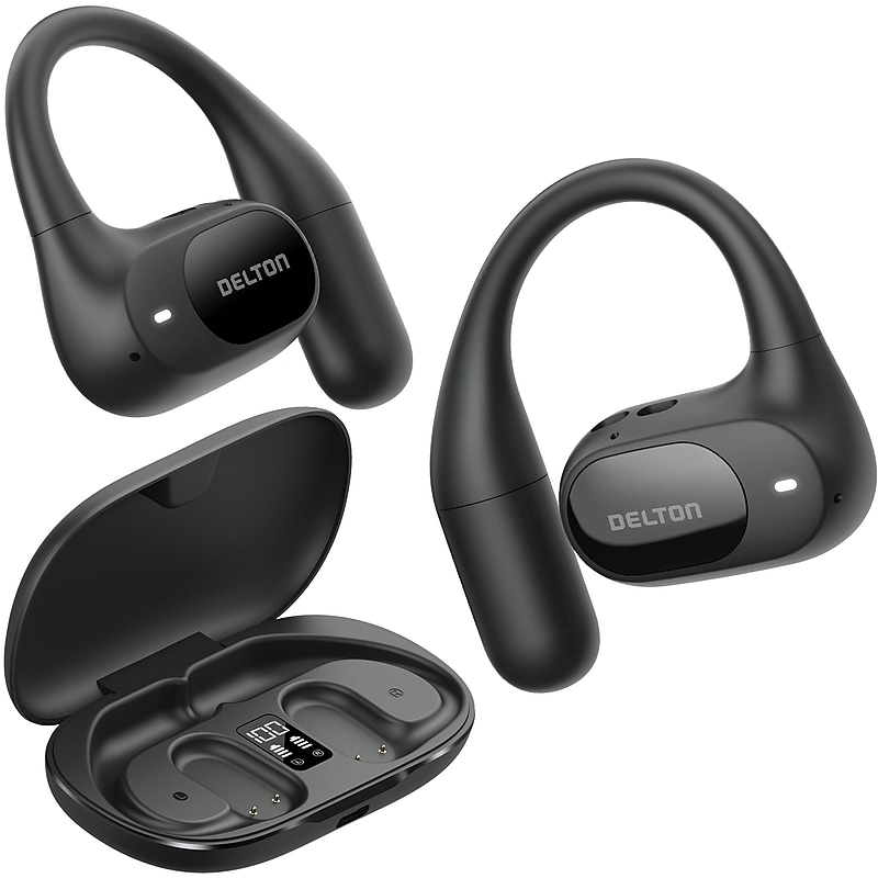 Delton O104 Open-Ear Wireless Earbuds with Charging Case, Black (DHBO104) image 1