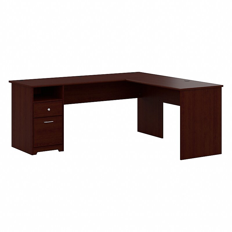 Bush Furniture Cabot 72"W L Shaped Computer Desk with Drawers, Harvest Cherry (CAB051HVC) image 1