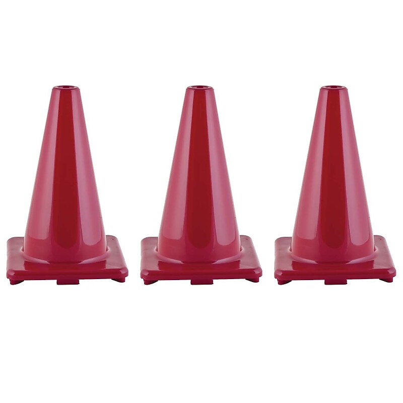Champion Sports Hi-Visibility Flexible Vinyl Cone, 12", Red, 3/Bundle (CHSC12RD-3) image 1