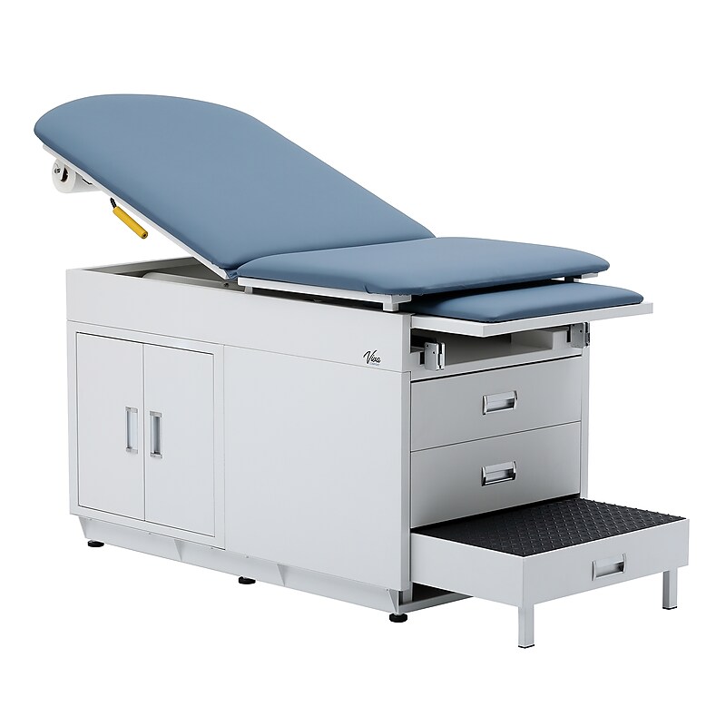 Viva Comfort Power Adjustable Exam Table with Step Stool & Storage, 500 lbs. Capacity, Blue (ADI996-09-S-BLU-MK) image 1