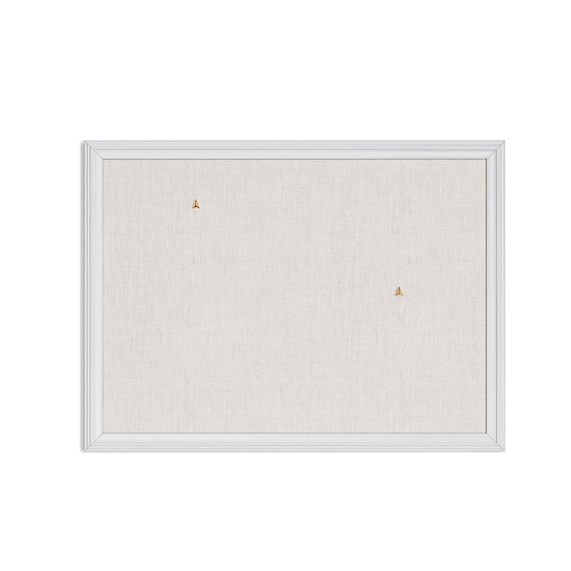 U Brands Linen Bulletin Board, 23" x 17", White Décor Frame image 1