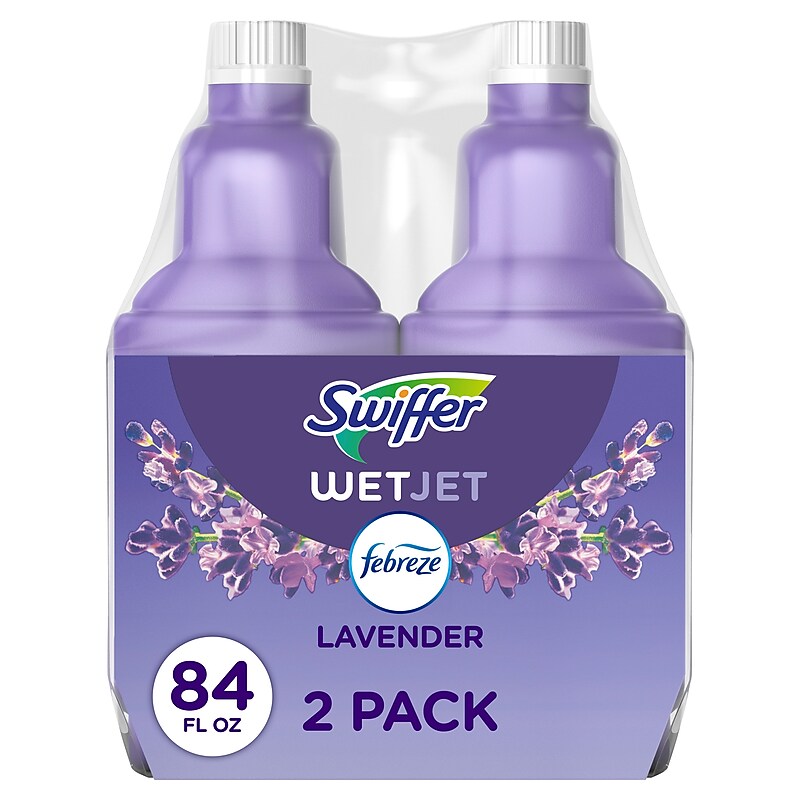 Swiffer WetJet Multi-Surface Floor Cleaner Refill, Lavender Vanilla Scent, 42.2 fl. oz., 2/Pack (3700026536) image 1