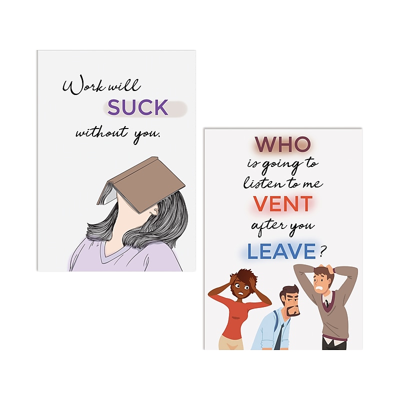Better Office Farewell Cards with Envelopes, 7" x 5", Assorted Colors, 2/Pack (64629-2PK) image 1
