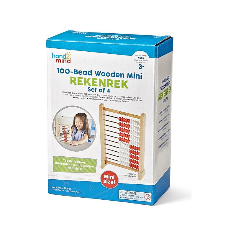 hand2mind 100-Bead Mini Rekenrek, Multicolor, 4/Set (93431) image 1