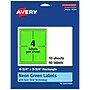 Avery Laser/Inkjet Multipurpose Rectangle Labels, 4.75" x 3.75", Neon Green, 40/Pack (94254)~#|#~ACB1DEC7-7252-4882-8B602B1F5AE2796D_sc7