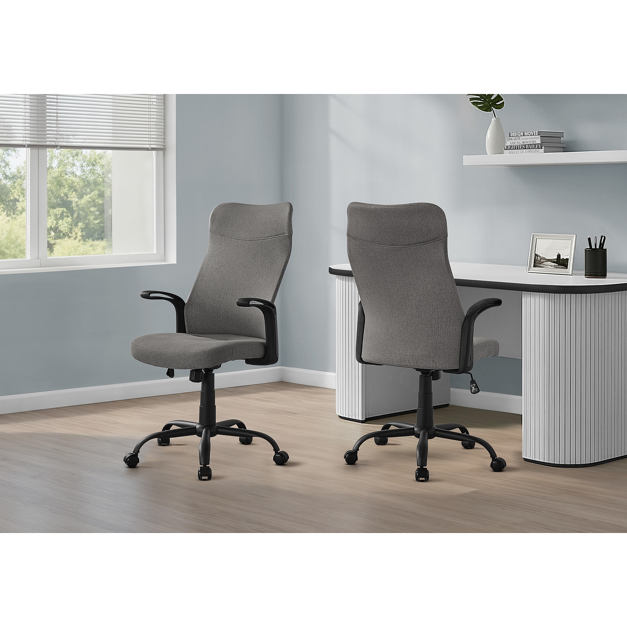 Monarch Specialties Inc. Ergonomic Fabric Swivel Computer and Desk Chair, Dark Gray (I 7325) Sansujyuku sansujyuku.com