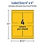 Avery Laser/Inkjet Square Multipurpose Labels, 4" x 4", Bright Yellow, 320/Box (94100)~#|#~ACC2A7E2-0395-4947-8CF10DB6E5224167_sc7