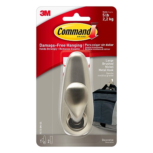 Command™ Large Forever Classic Hook, Brushed Nickel (FC13BNES) Staples