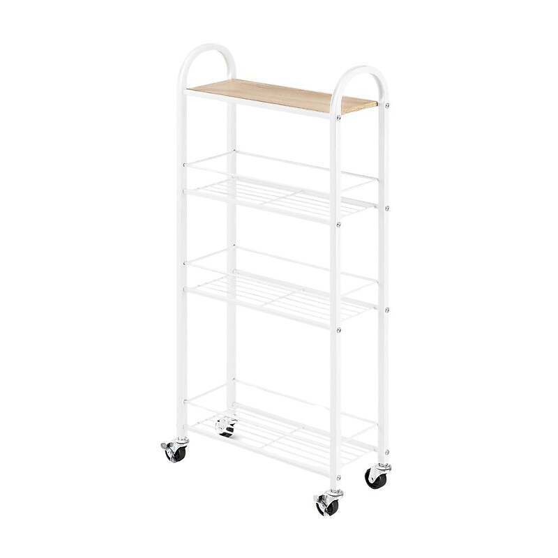 Whitmor 4-Shelf Metal Mobile Kitchen Cart with Lockable Wheels, White (6766-16327) image 1