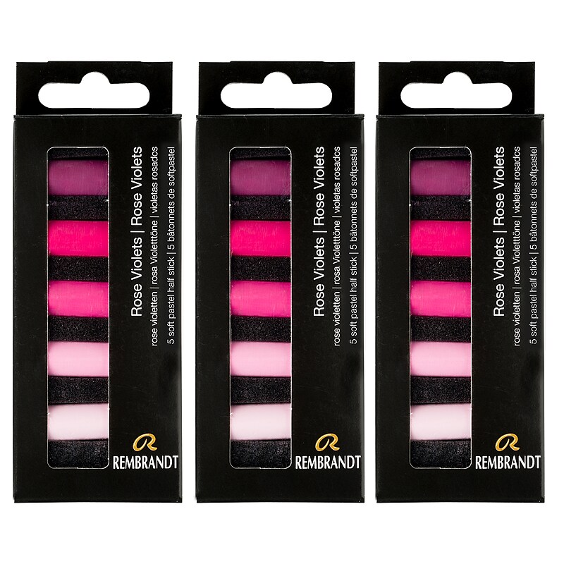 Rembrandt Soft Pastels Micro Sets, Rose Violets, 5/Set, 3 Sets/Bundle (RBX31820505-3) image 1
