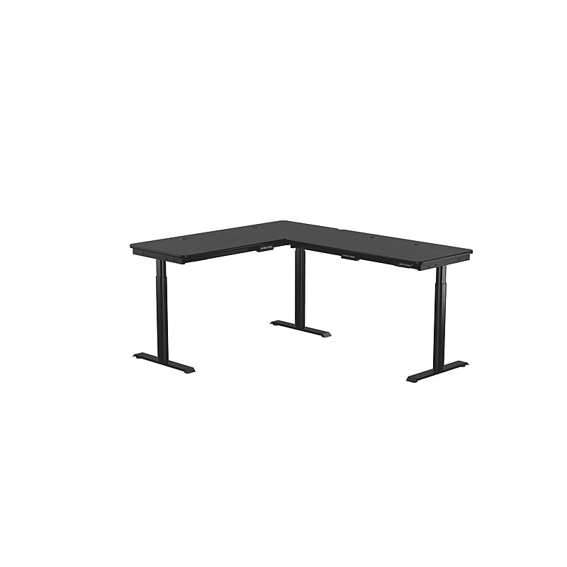 VersaDesk PowerLift 72"W Electric L-Shaped Adjustable Standing Desk, Black (PLLSD6072-BB-APP) image 1