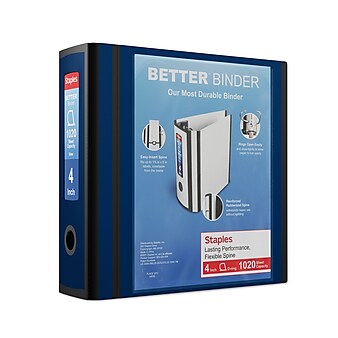 Staples 4" 3-Ring Better Binder, Navy Blue (27922)