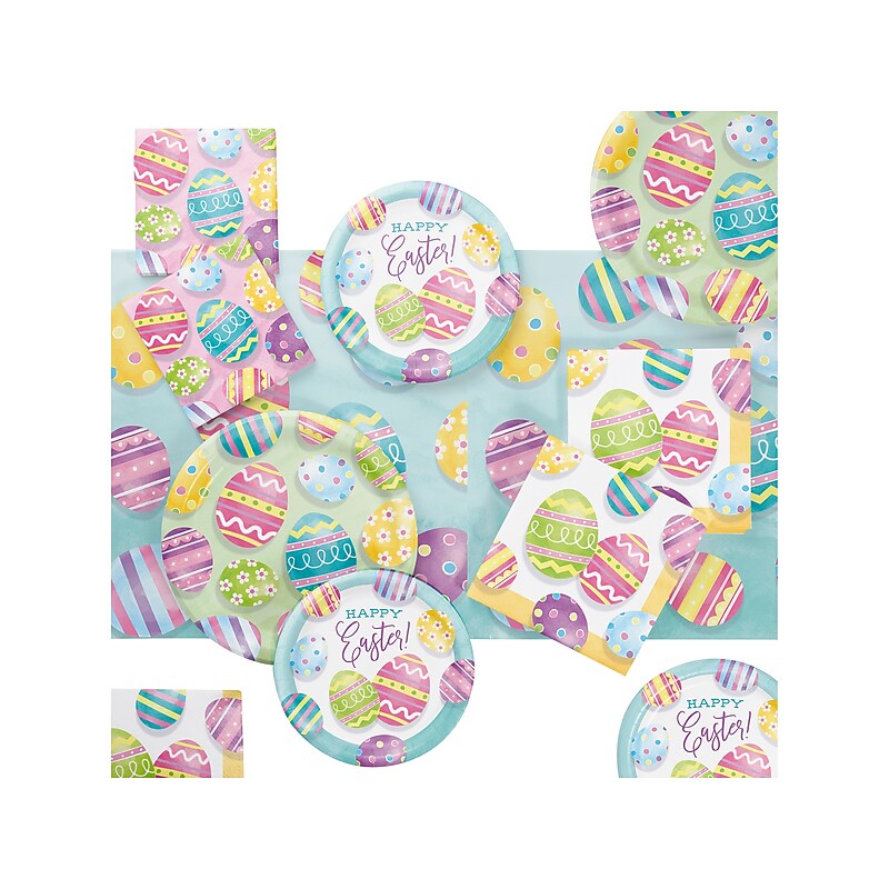 Creative Converting Eggsciting Easter Egg Dinnerware Kit, Multicolor (DTC8646E2A) image 1