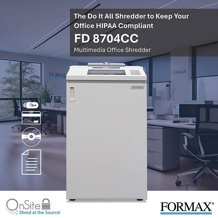 Formax OnSite 8704CC 45-Sheet Cross-Cut Multimedia Office Shredder