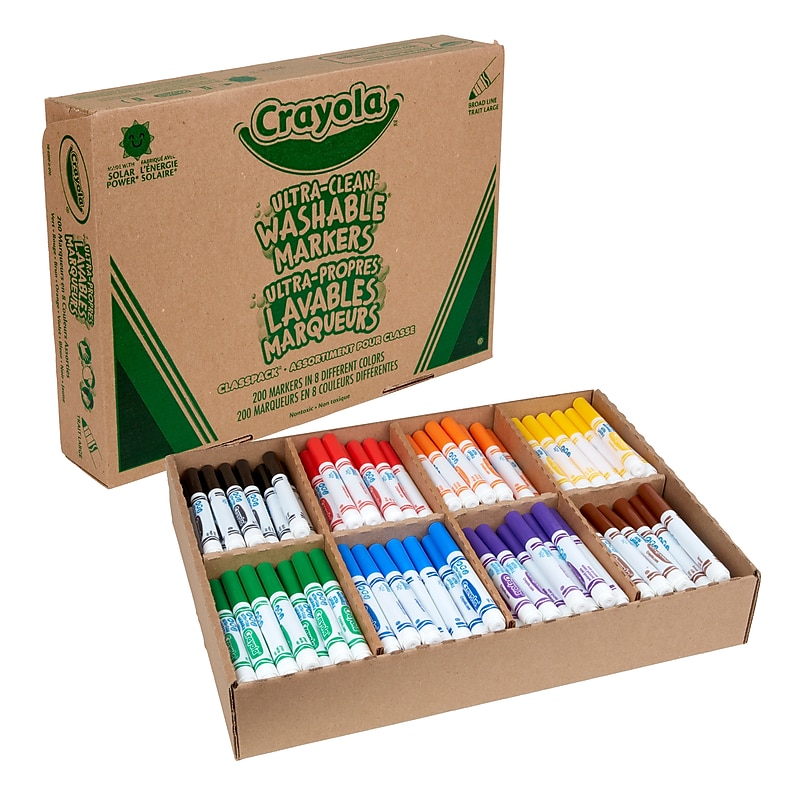 Crayola Ultra-Clean Washable Markers, Broad, Assorted Colors, 200/Carton (58-8200) image 1