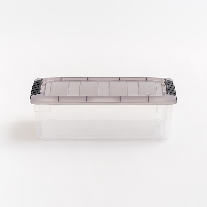 Iris 5.8 Quart Stack and Pull Plastic Latching Storage Bin, Clear (500208) image 1