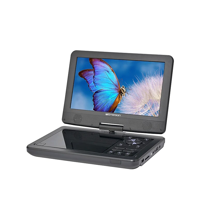 Emerson EPD-1001A Portable 10.1" DVD Player with Built-In Speaker, Swivel Screen, Rechargeable Battery, and Remote Control image 1
