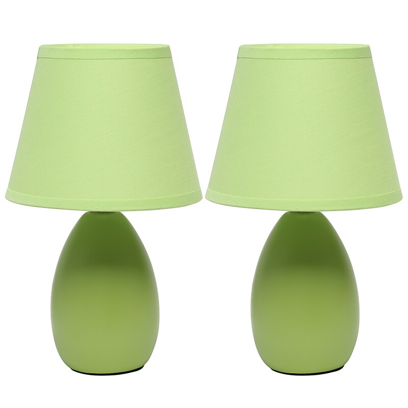 Simple Designs Mini Egg Oval Ceramic 9.45" LED Table Lamp, Green, 2/Pack (LT2009-GRN-2PK) image 1