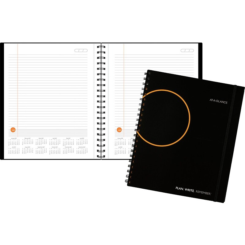 2027 AT-A-GLANCE 8.5" x 11" Calendar Year Daily Planner, Plastic Cover, Black/Orange (70-6209-05-27) image 1