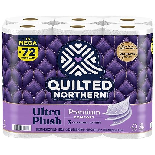 Quilted Northern Ultra Plush Toilet Paper, 24 Supreme Rolls, 24 = 105  Regular Rolls, 3 Ply Bath Tissue,8 Count (Pack of 3) - Tissue Paper