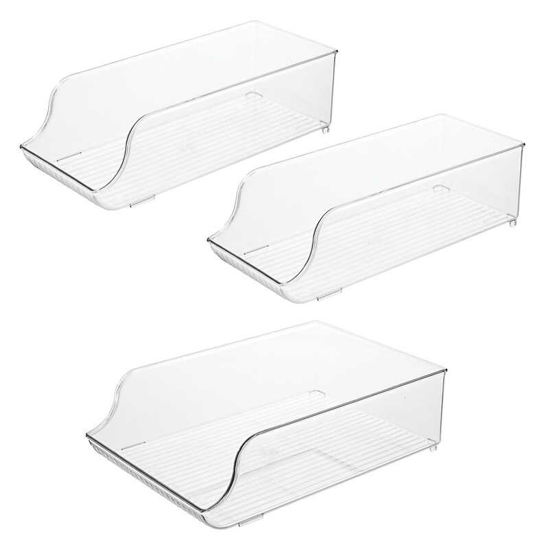 iDESIGN Small Stackable Plastic Storage Bin, Clear, 3/Pack (07081CO) image 1