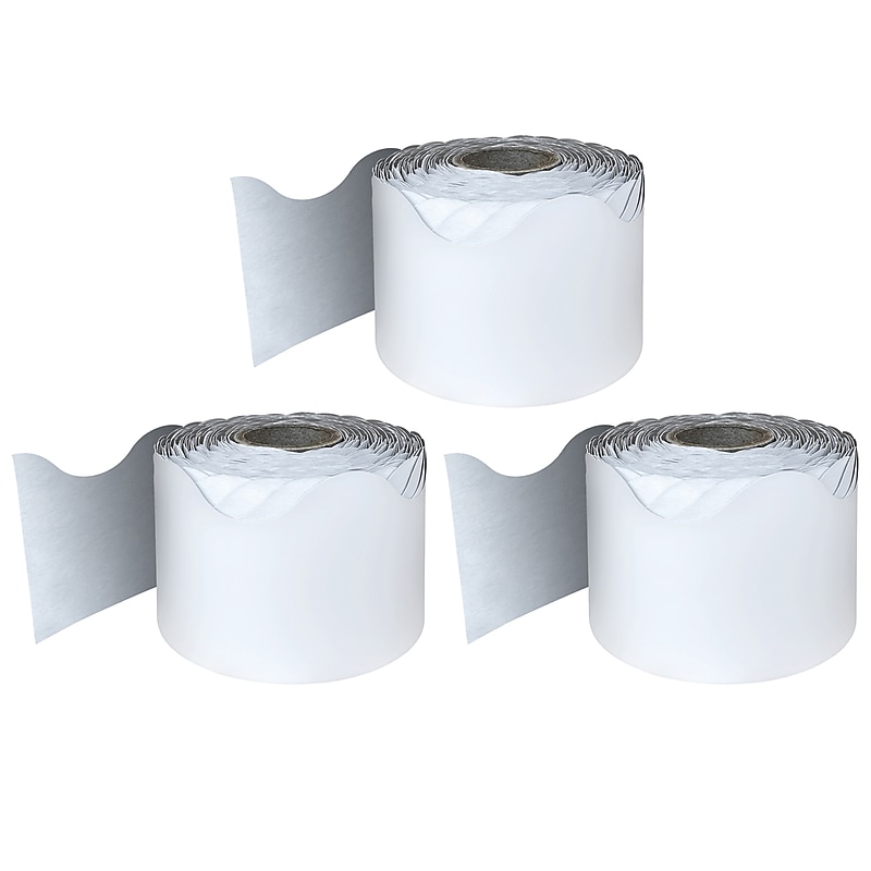 Carson Dellosa Education Rolled Scalloped Border, 2-1/4"x 65', White, 3/Bundle (CD-108473-3) image 1