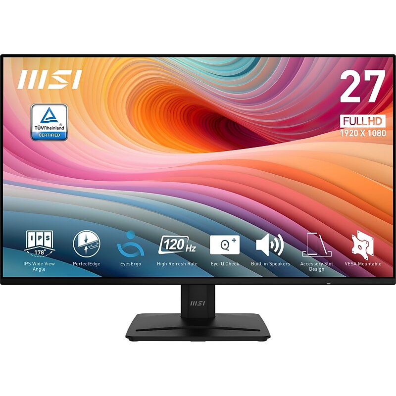 MSI PRO MP271A E2 27" FHD IPS 120 Hz LED Adaptive Sync Monitor HDR Ready Built-In Speaker, Matte Black (MP271A E2) image 1