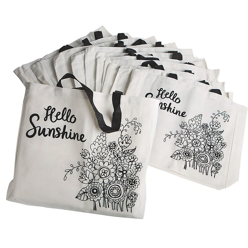 S&S Velvet Art Hello Sunshine Tote Bag, 12/Pack (PS1465) image 1