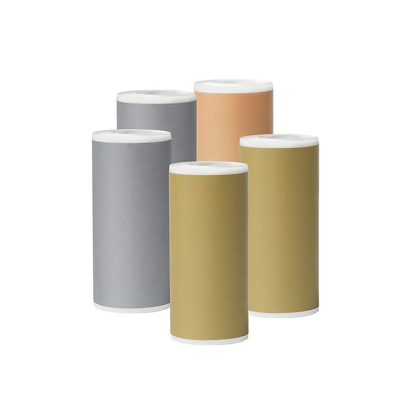 Core Innovations Adhesive Sticker Thermal Paper 2.18” x 9.5', Assorted Colors, 5 Rolls/Box (CTP500PM) image 1