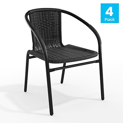 Flash Furniture Rattan Stacking Patio Chairs, Black, 4/Pack (4TLH037BK) Sansujyuku sansujyuku.com
