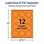 Avery Laser/Inkjet Multipurpose Circle Labels, 2.25" Dia., Bright Orange, 240/Pack (94510)~#|#~AD5D0FA2-1AC5-43F4-B002D9A06E9DFB4F_sc7