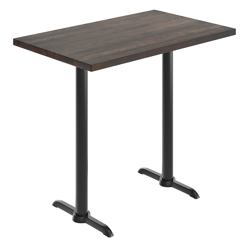 Flash Furniture Bennett Wooden Commercial Indoor Table, 48" x 30", Dark Brown Top/Black Base (GSF3048DBT0522B) image 1