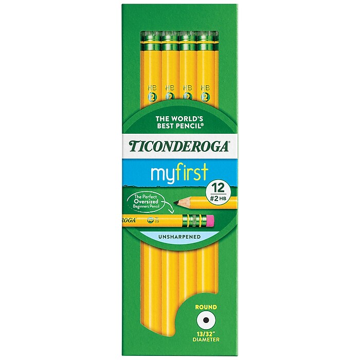 Ticonderoga Beginners Wooden Pencil, 2.2mm, #2 Soft Lead, Dozen
