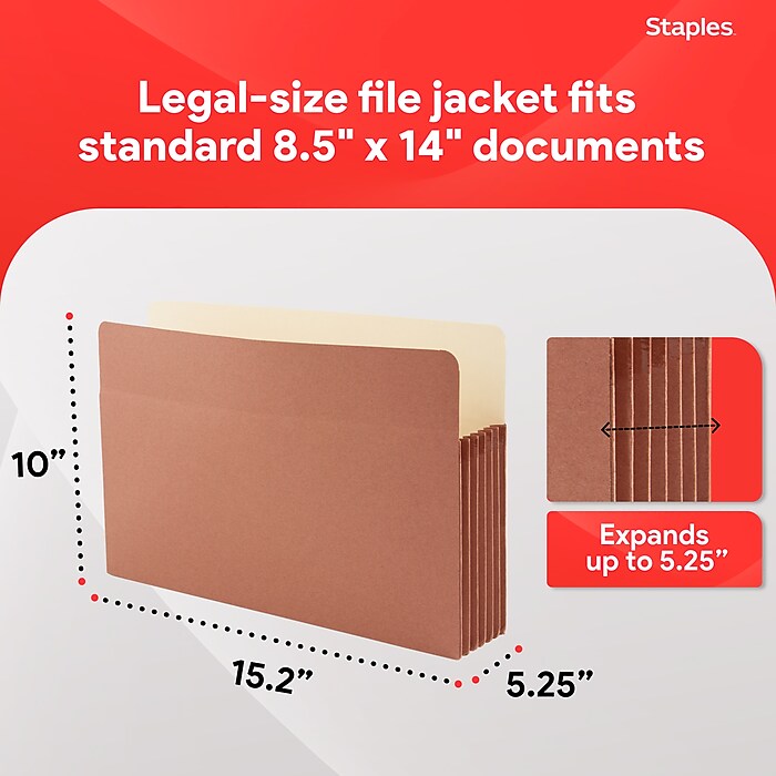 Staples Reinforced File Pocket, 5.25