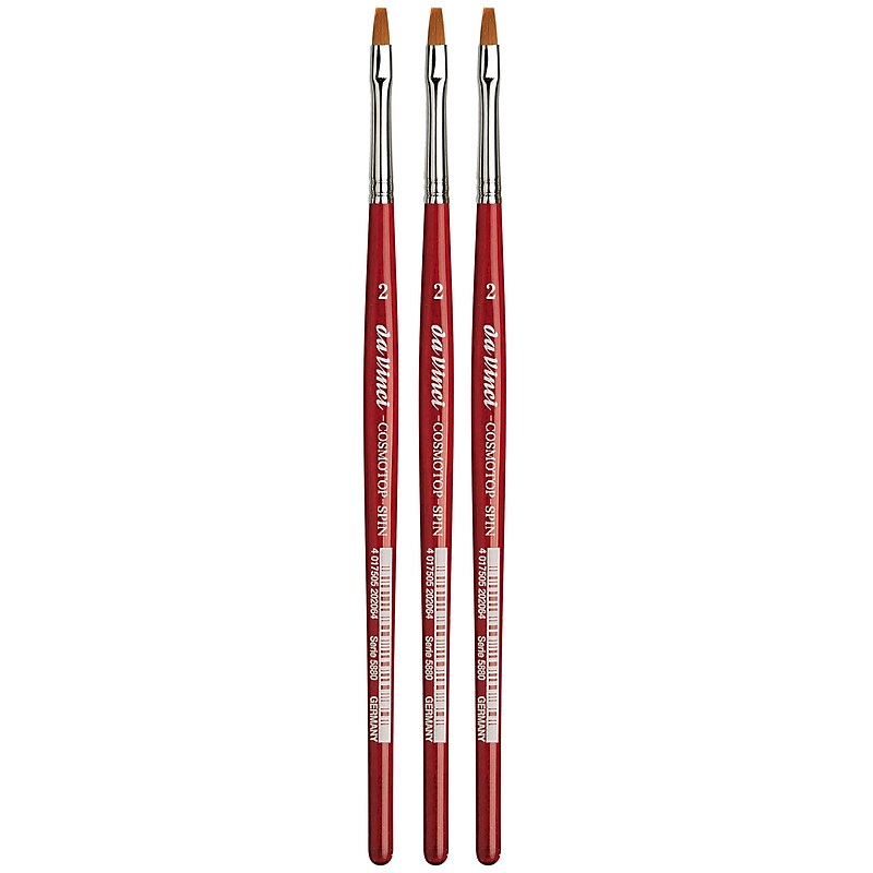da Vinci COSMOTOP-SPIN Watercolor Synthetic Silkpainting Flat Brush, Size 2, 3 /Pack (DVXVA58802-3) image 1