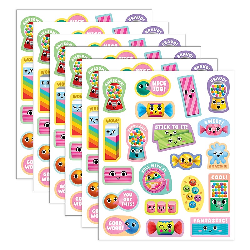 Teacher Created Resources Bubble Gum Smelly Stickers, Multicolored, 120/Pack, 6/Packs/Bundle (TCR9446-6) image 1