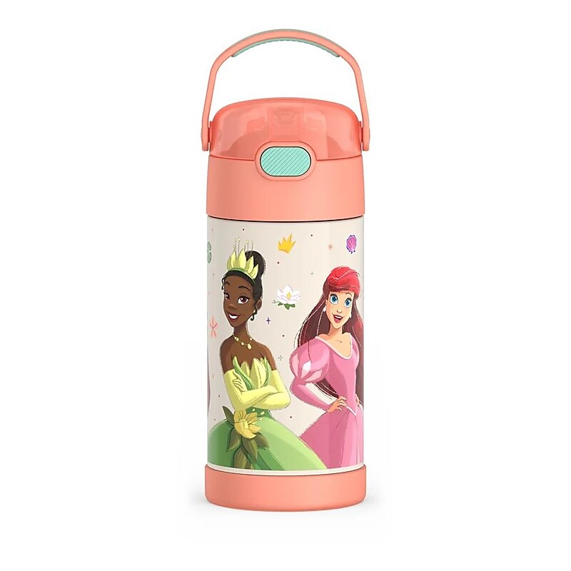 Thermos Funtainer Disney Princess Stainless Steel Vacuum Insulated Water Bottle, 12 oz., Peach (EAF4104PN6) image 1