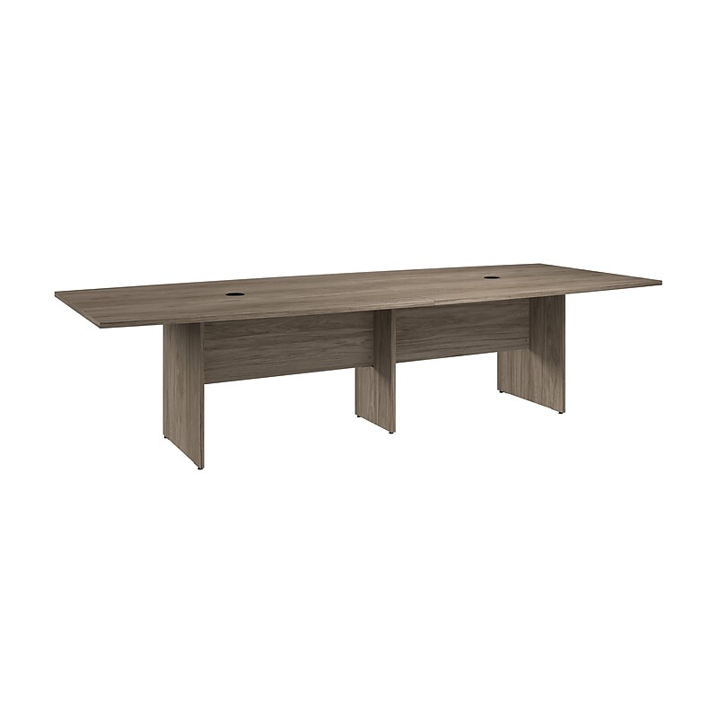 Bush Business Furniture 120W x 48D Boat Shaped Conference Table with Wood Base, Modern Hickory (99TB12048MHK) image 1