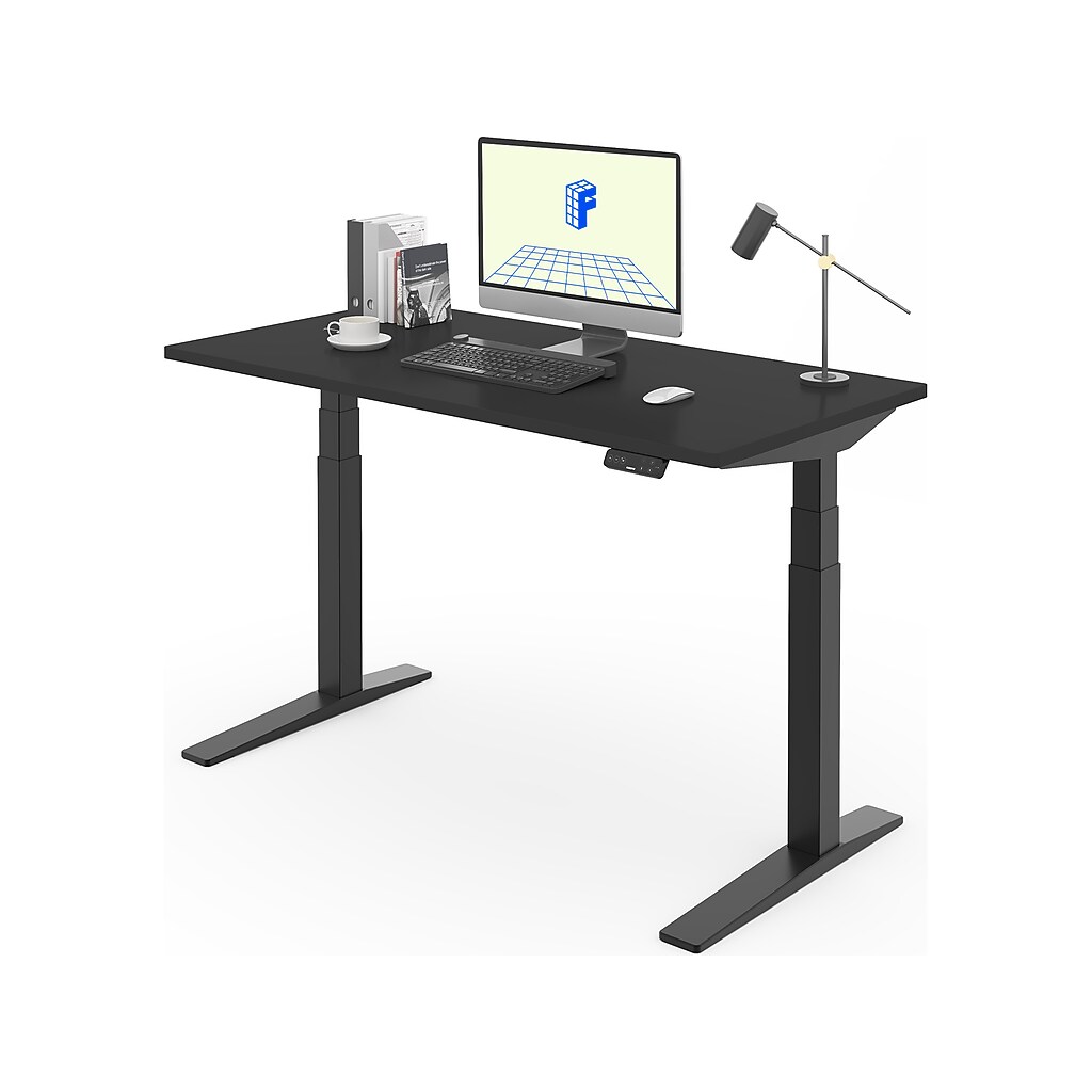 Desk with monitor and desk accessories in an office view