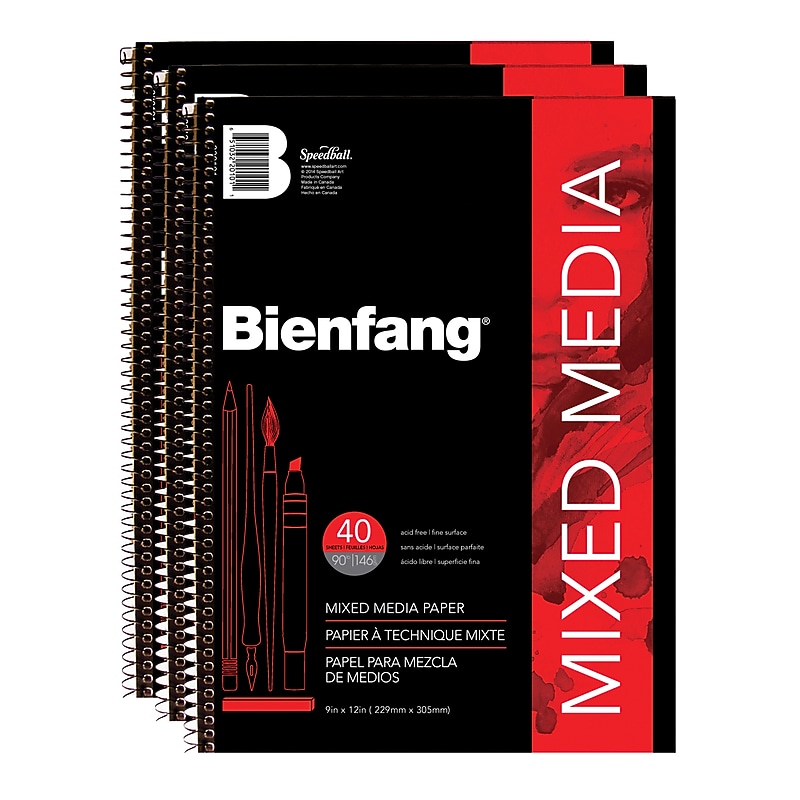 Bienfang Design/Craft Paper, 9" x 12", White, 40 Sheets/Pad, 3 Pads/Pack (PK3-220101) image 1