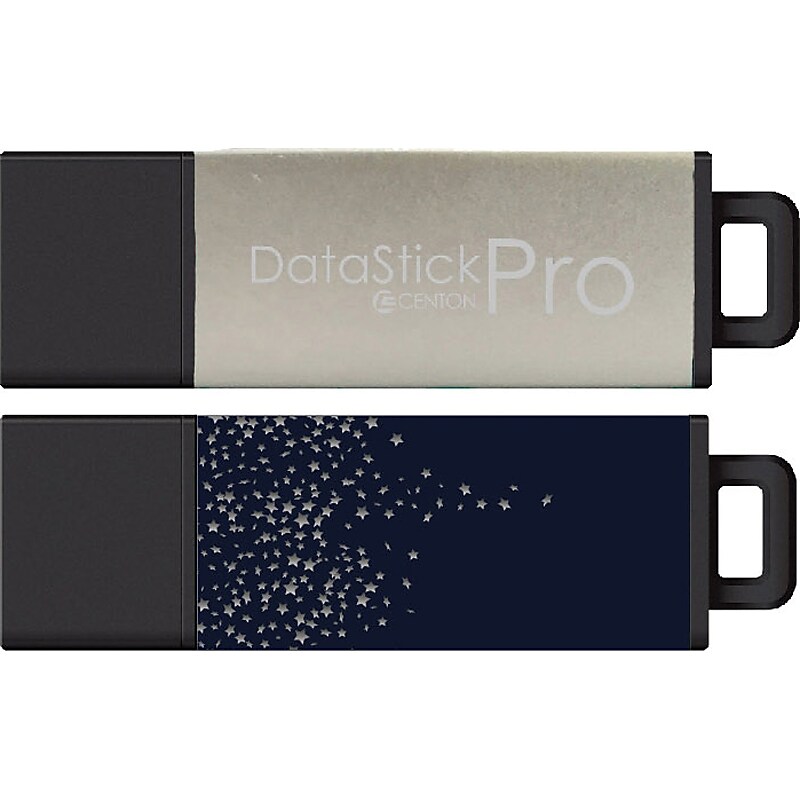Centon DataStick Pro2 64GB USB 3.0 Type-A Flash Drives, Silver/Navy, 2/Pack (C1-U3P017-64G-2) image 1