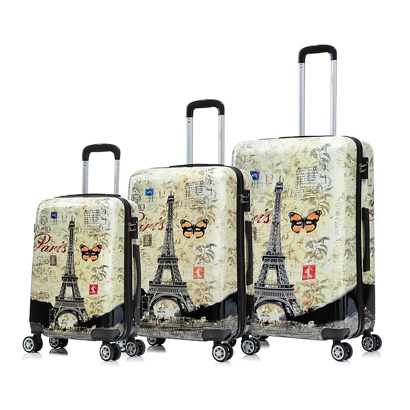 InUSA 3-Piece Hardside Paris Spinner Luggage Set, TSA Checkpoint Friendly, Paris (IUAPCSML-PAR) image 1