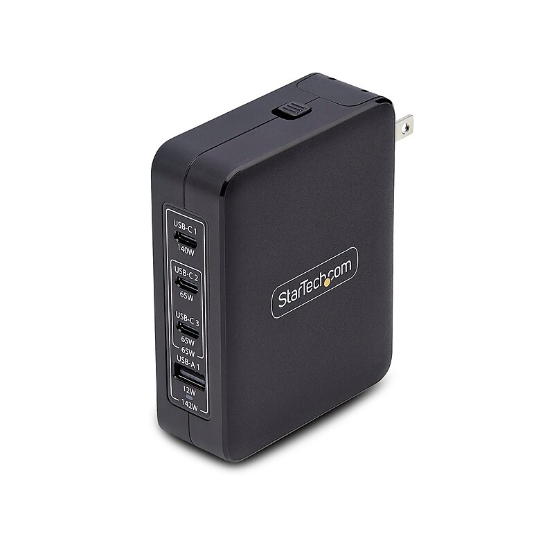 StarTech GaN USB-A/USB-C Wall Charger for Multiple Brands, 140W, Black (3114GCU-WALL-CHARGER) image 1